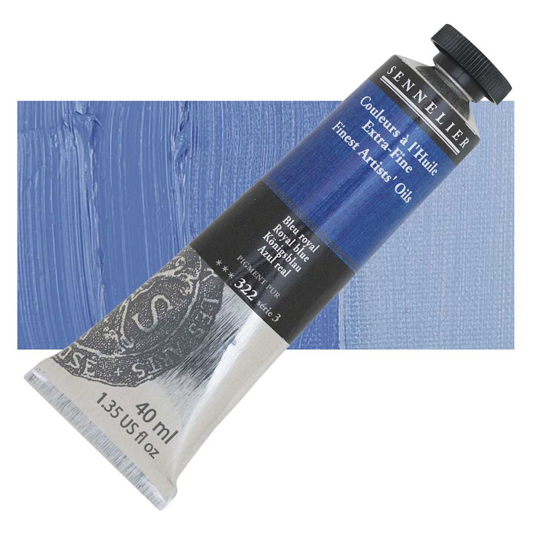 Open in modal - Sennelier Artists' Extra Fine Oil Paint - Royal Blue, 40 ml tube and swatch