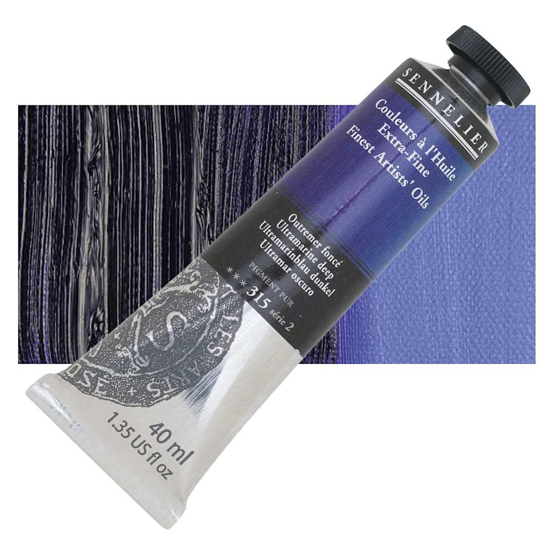 Open in modal - Sennelier Artists' Extra Fine Oil Paint - Ultramarine Deep, 40 ml tube and swatch