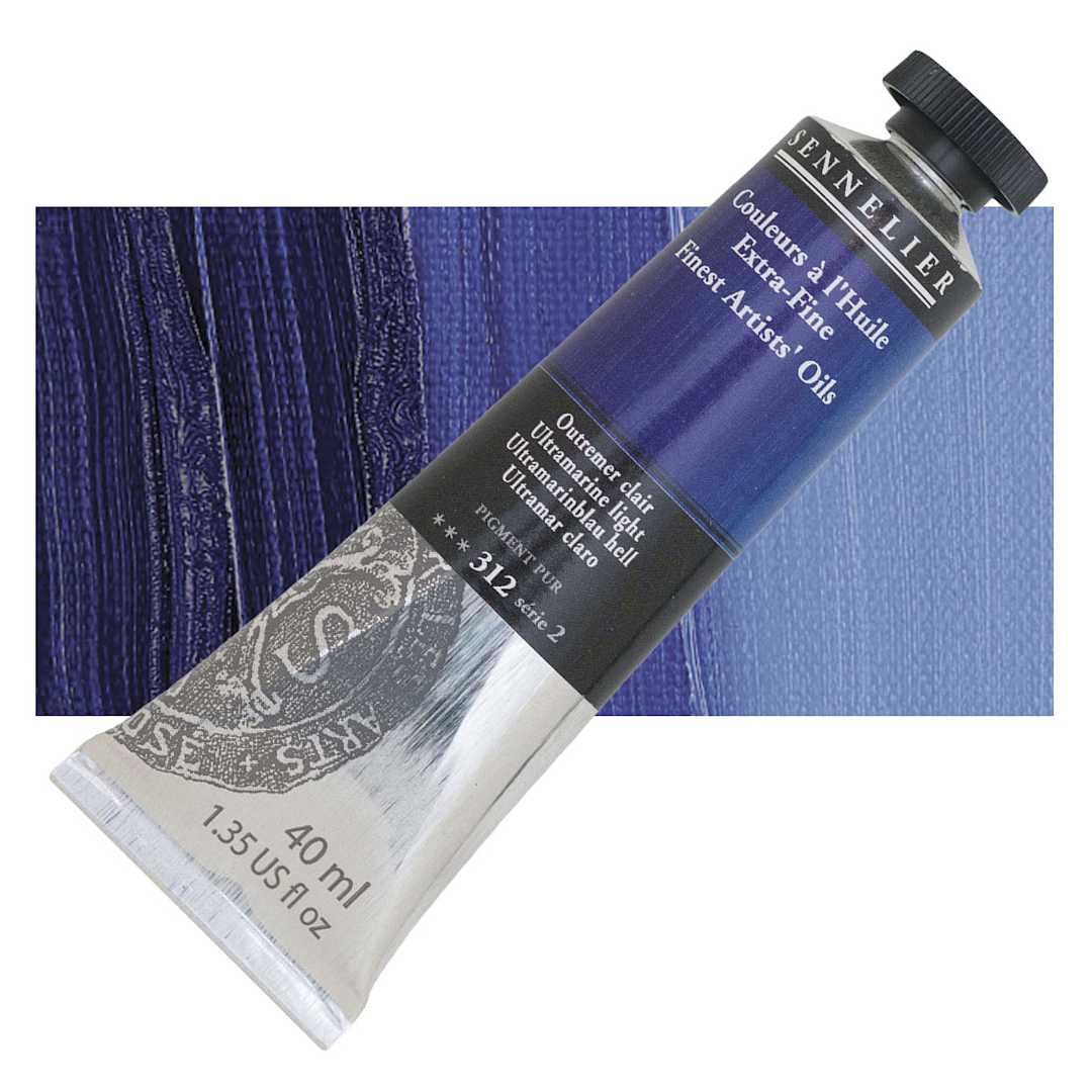 Open in modal - Sennelier Artists' Extra Fine Oil Paint - Ultramarine Light, 40 ml tube and swatch