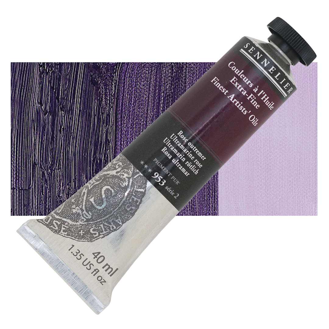 Open in modal - Sennelier Artists' Extra Fine Oil Paint - Ultramarine Rose, 40 ml tube and swatch
