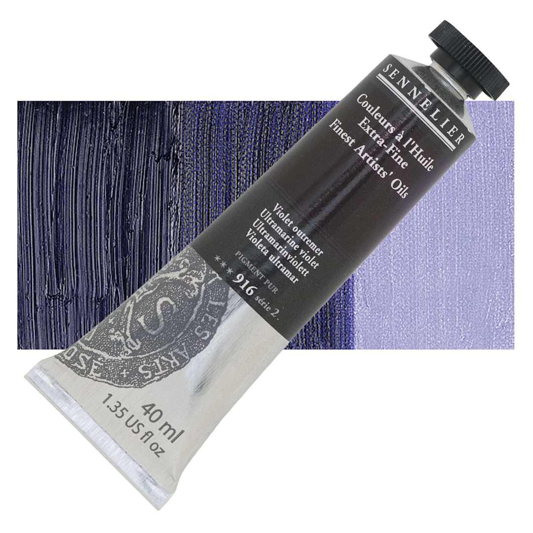 Open in modal - Sennelier Artists' Extra Fine Oil Paint - Ultramarine Violet, 40 ml tube and swatch
