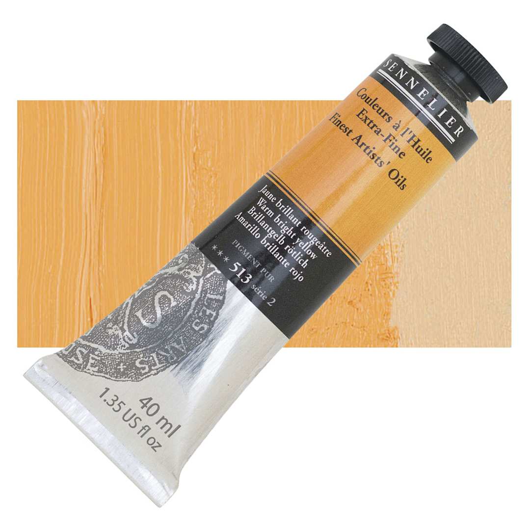 Open in modal - Sennelier Artists' Extra Fine Oil Paint - Warm Bright Yellow, 40 ml tube and swatch