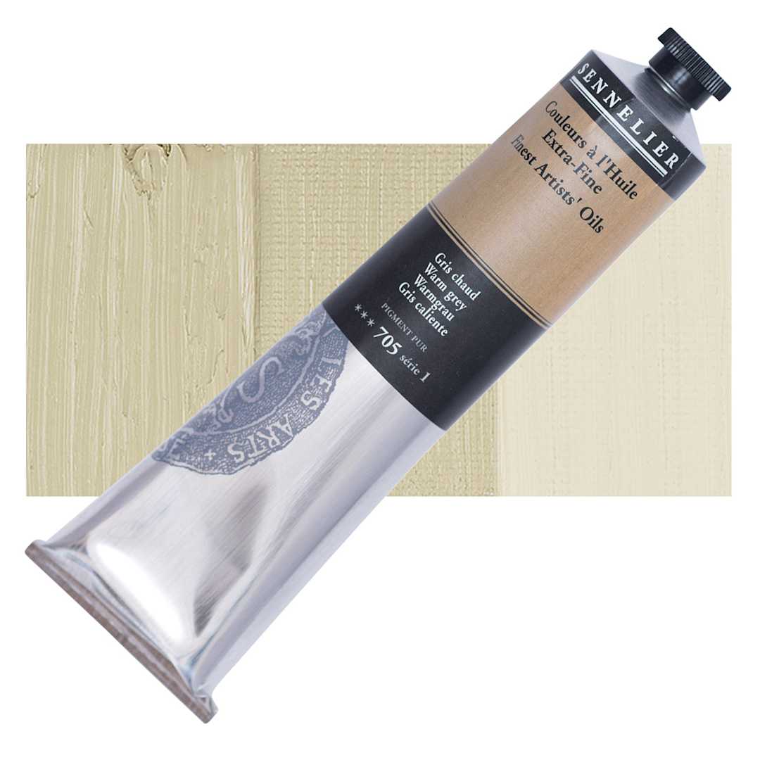Open in modal - Sennelier Artists' Extra Fine Oil Paint - Warm Gray, 200 ml tube and swatch