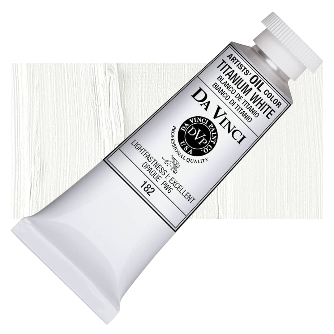 Open in modal - Da Vinci Artists' Oil Color - Titanium White, 37 ml Tube and swatch