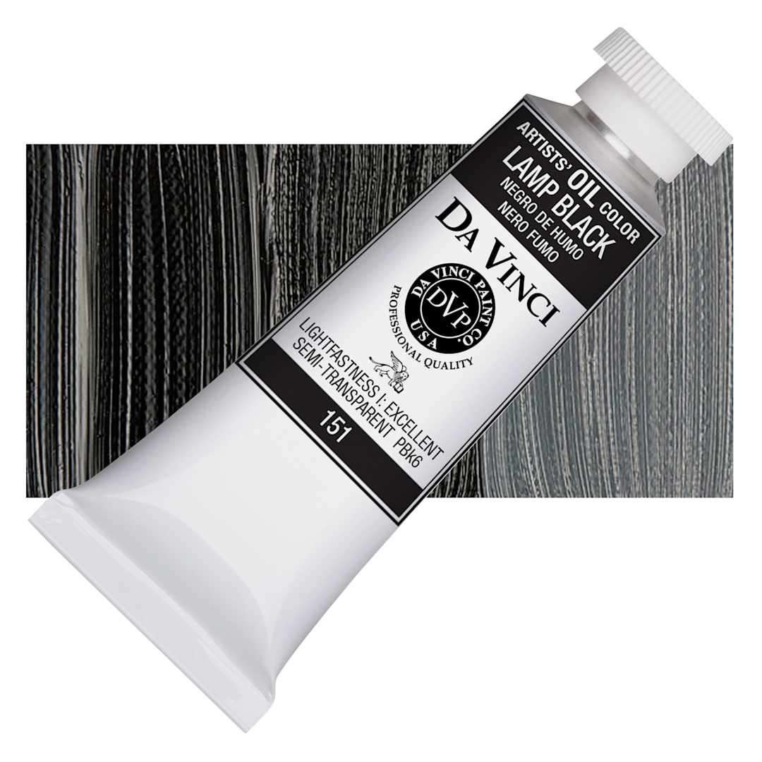 Open in modal - Da Vinci Artists' Oil Color - Lamp Black, 37 ml Tube and swatch