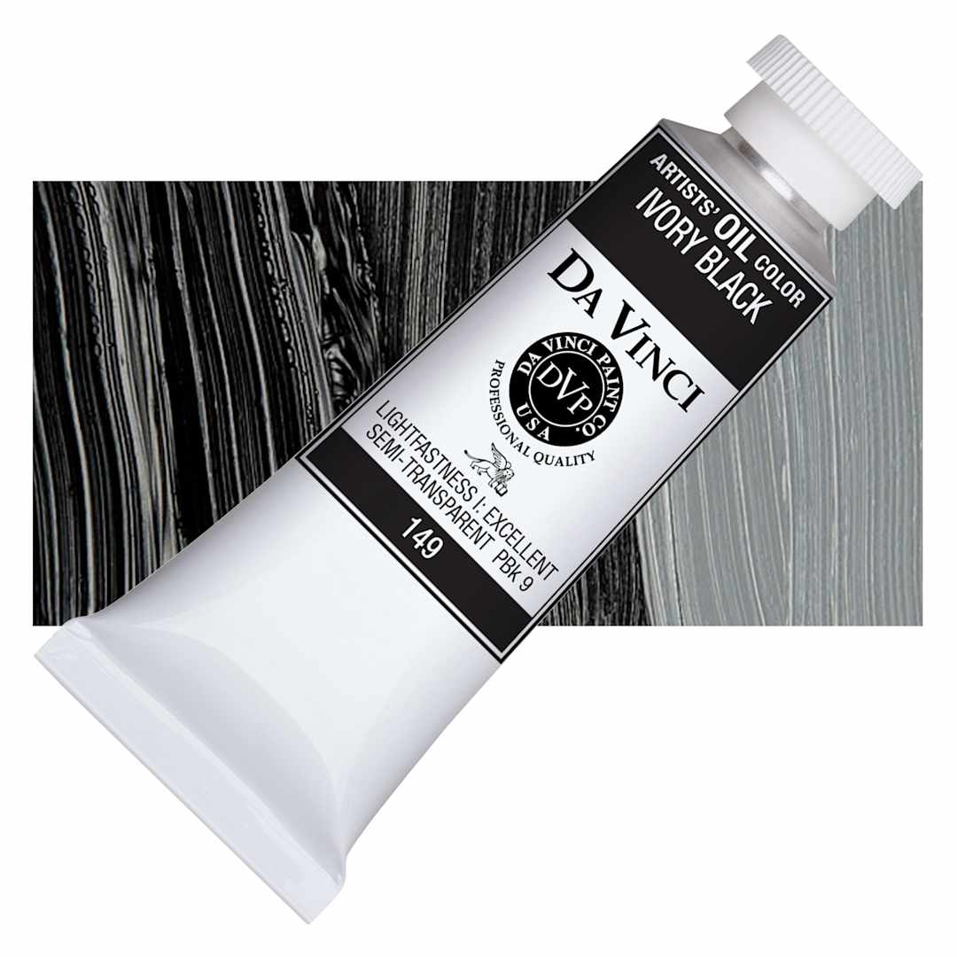Open in modal - Da Vinci Artists' Oil Color - Ivory Black, 37 ml Tube and swatch