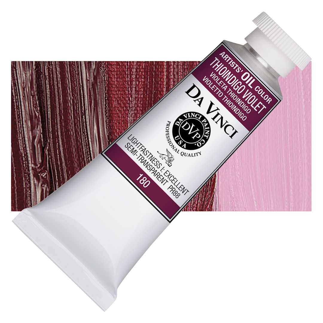 Open in modal - Da Vinci Artists' Oil Color - Thioindigo Violet, 37 ml Tube and swatch