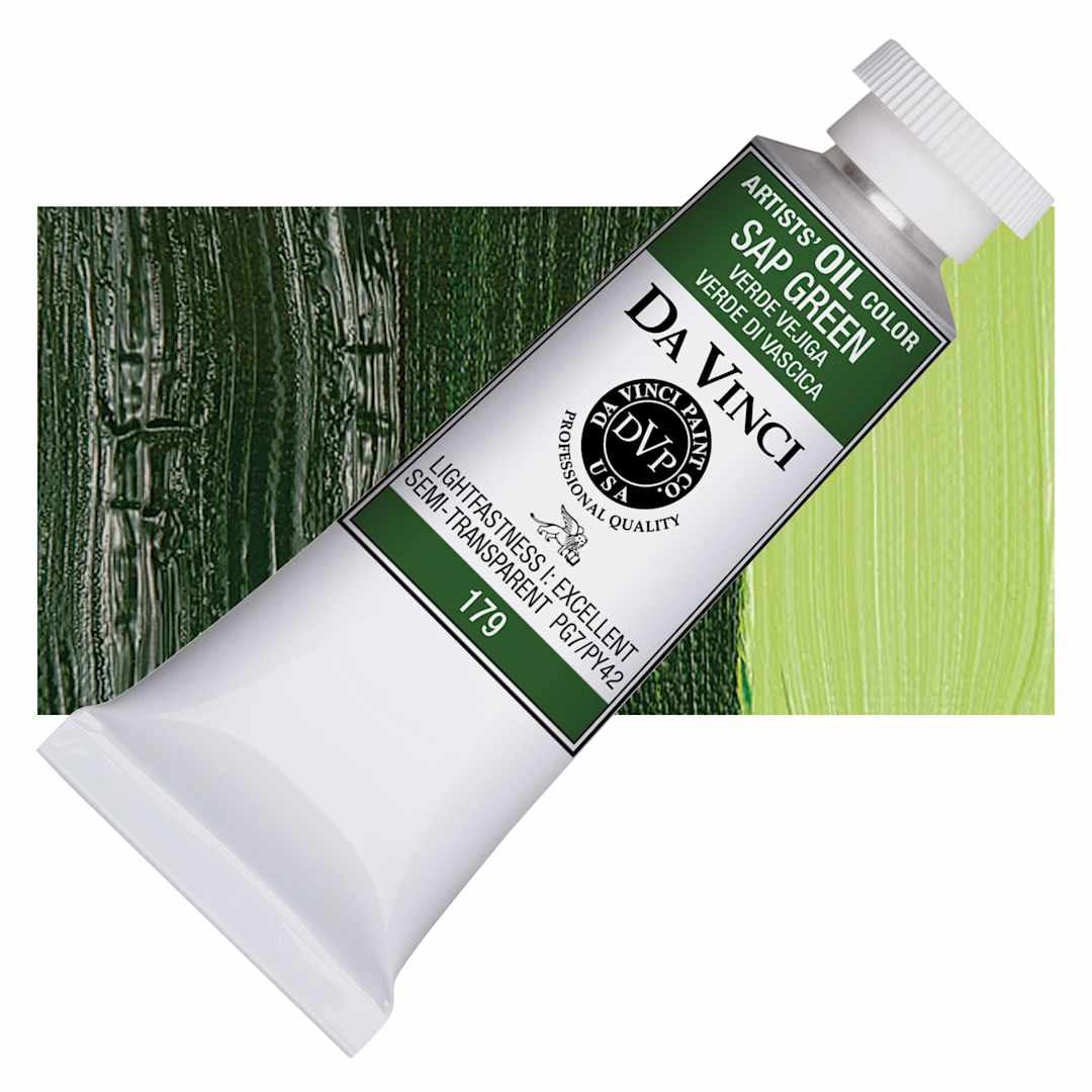 Open in modal - Da Vinci Artists' Oil Color - Sap Green, 37 ml Tube and swatch