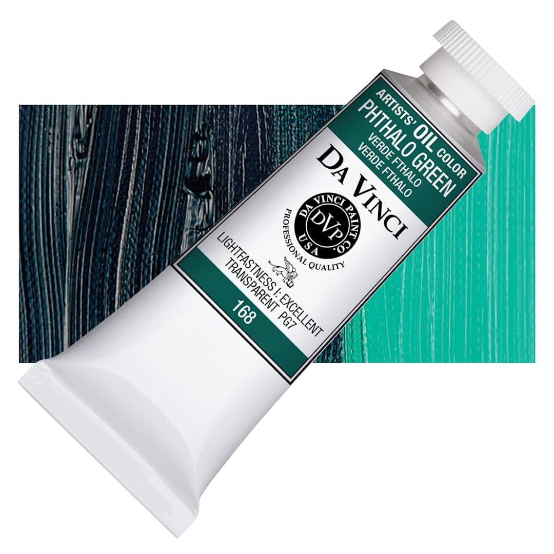 Open in modal - Da Vinci Artists' Oil Color - Phthalo Green, 37 ml Tube and swatch