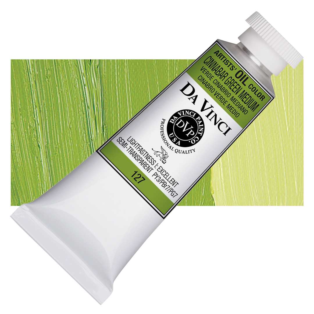 Open in modal - Da Vinci Artists' Oil Color - Cinnabar Green Medium, 37 ml Tube and swatch