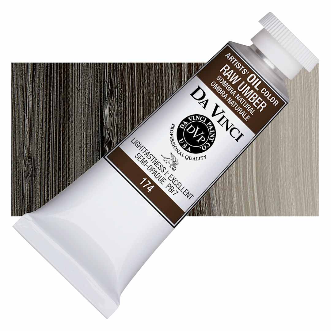 Open in modal - Da Vinci Artists' Oil Color - Raw Umber, 37 ml Tube and swatch
