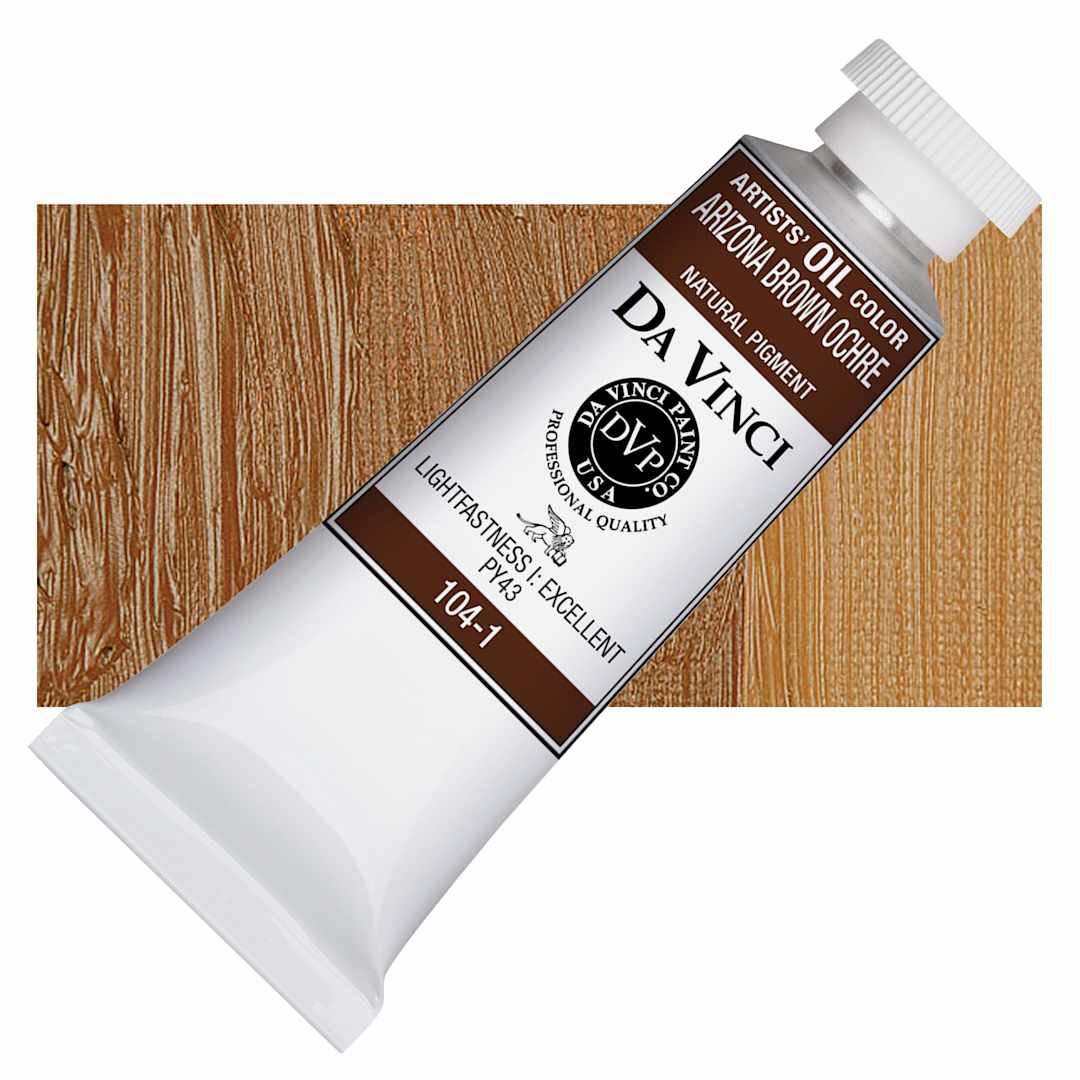 Open in modal - Da Vinci Artists' Oil Color - Arizona Brown Ochre, 37 ml Tube and swatch