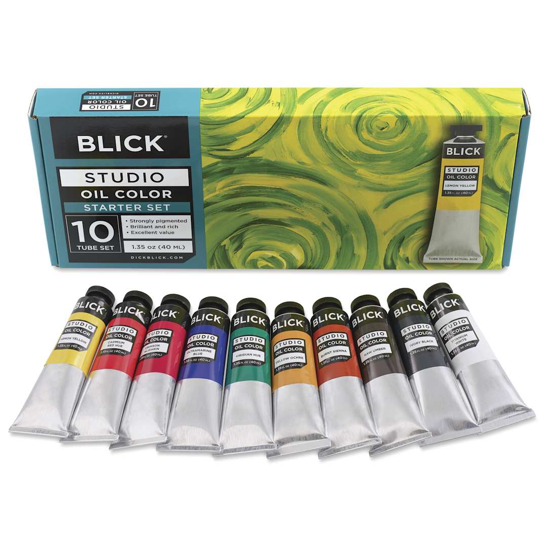 Open in modal - Blick Studio Oil Colors - Set of 10, Starter, 40 ml, tubes out of packaging