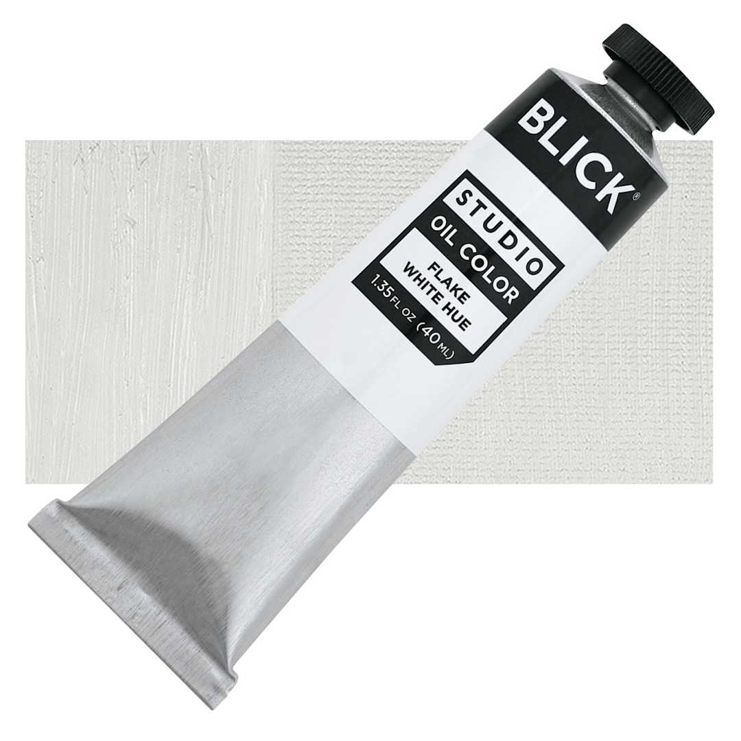 Open in modal - Blick Studio Oil Paint - Flake White Hue, 40 ml, Tube and swatch