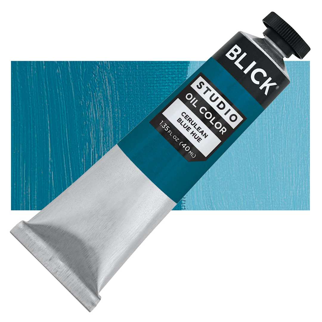Open in modal - Blick Studio Oil Paint - Ceruleum Blue Hue, 40 ml tube and swatch
