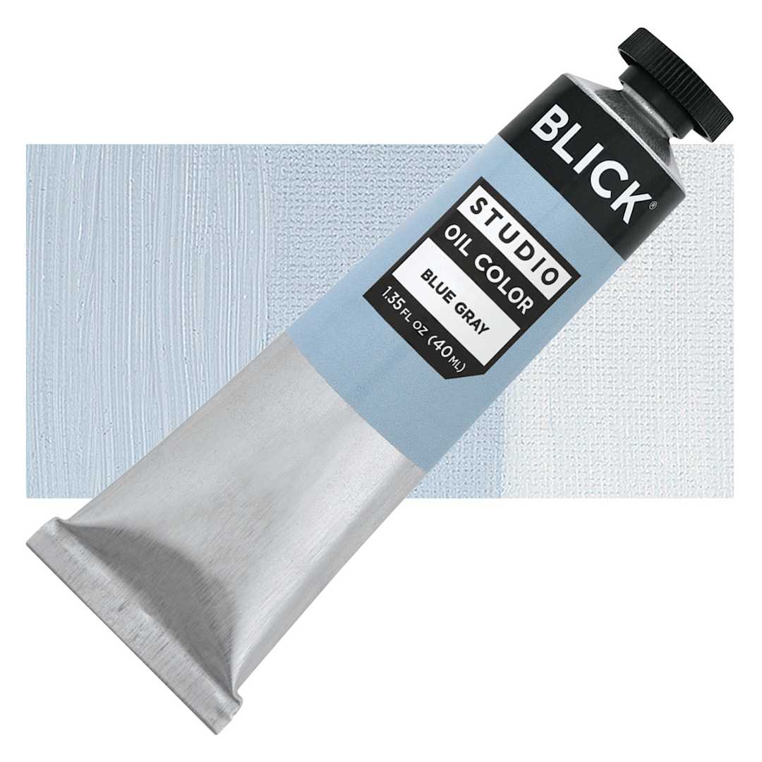 Open in modal - Blick Studio Oil Paint - Blue Gray, 40 ml tube and swatch