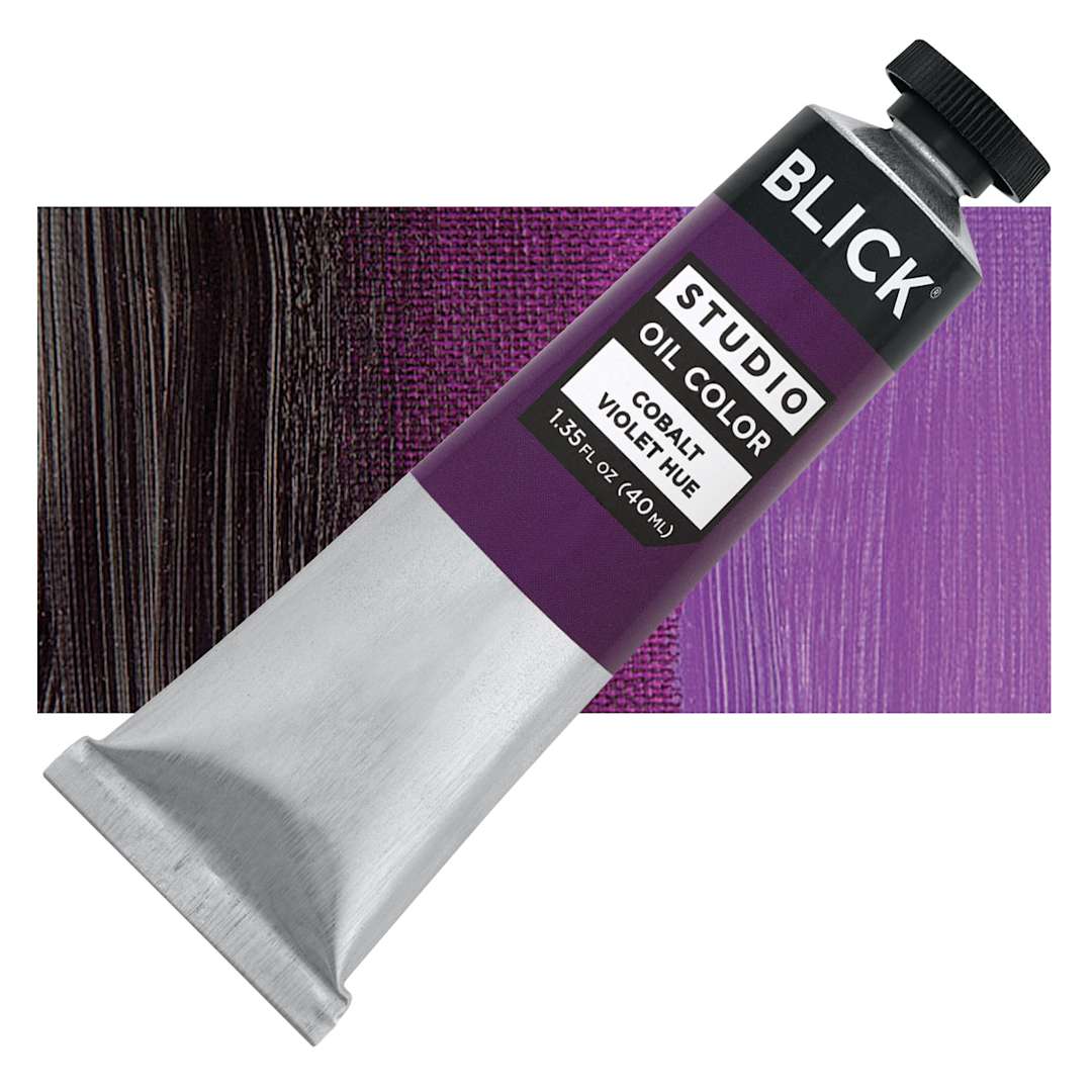 Open in modal - Blick Studio Oil Paint - Cobalt Violet Hue, 40 ml tube and swatch