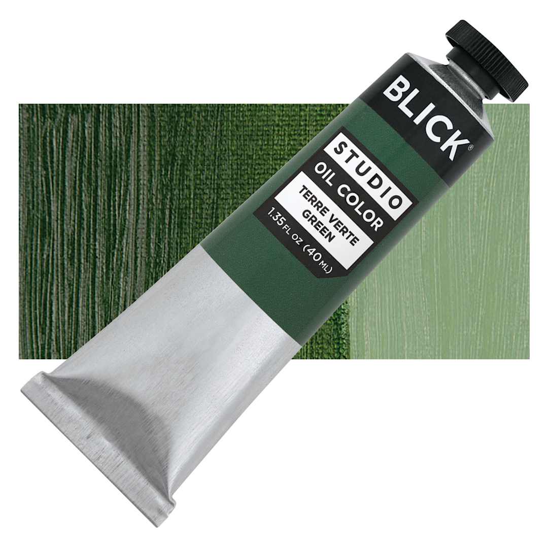 Open in modal - Blick Studio Oil Paint - Terre Verte Hue, 40 ml tube and swatch