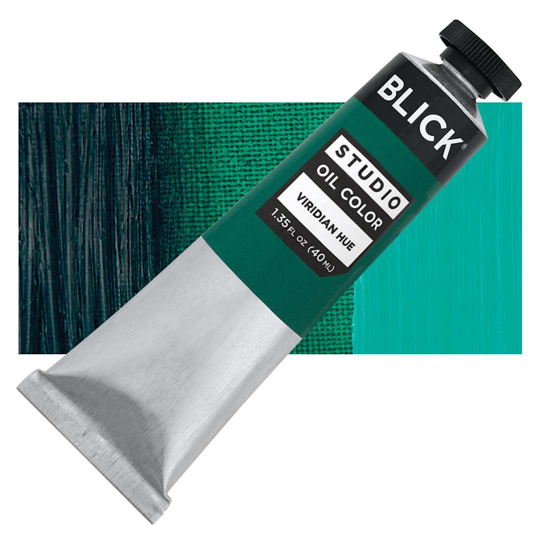 Open in modal - Blick Studio Oil Paint - Viridian Hue, 40 ml tube and swatch