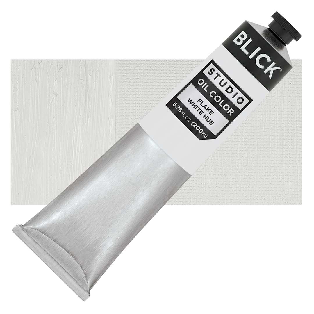Open in modal - Blick Studio Oil Paint - Flake White Hue, 200 ml tube and swatch