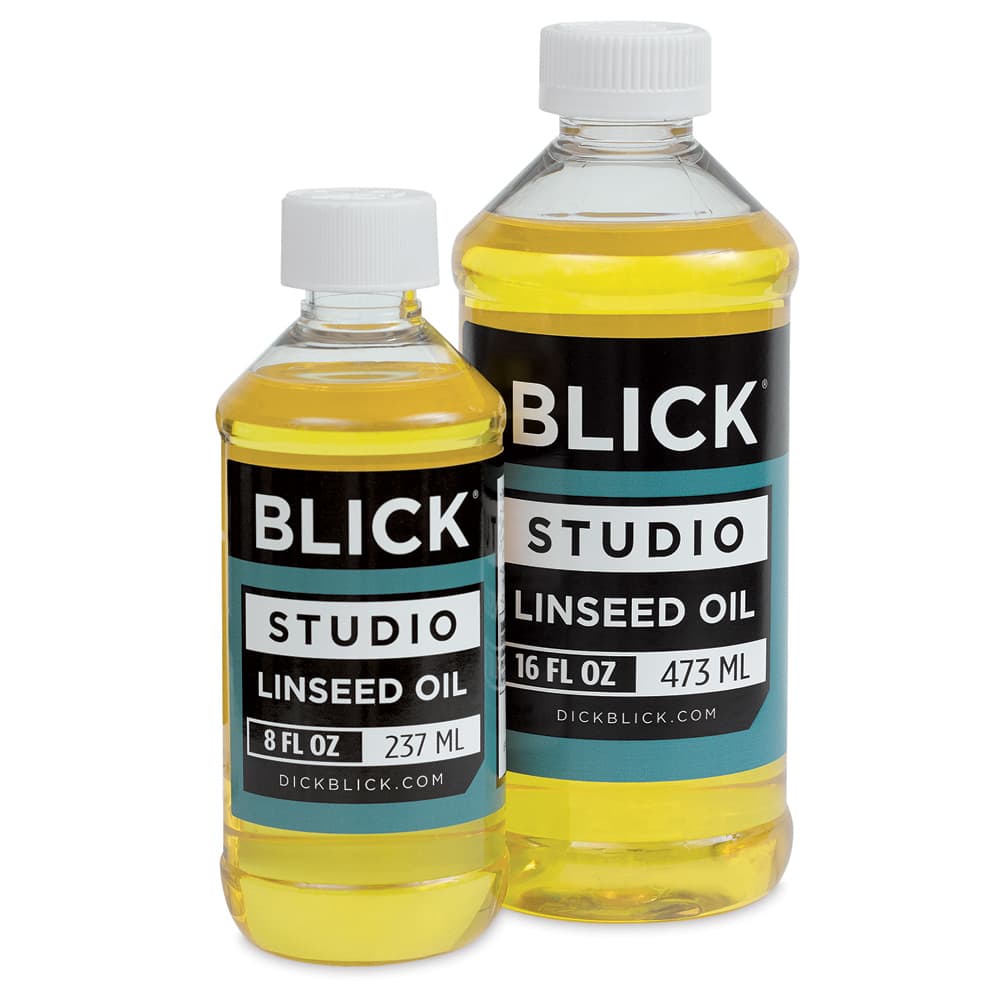 Open in modal - Blick Studio Linseed Oil - 8 and 16 oz. bottles shown