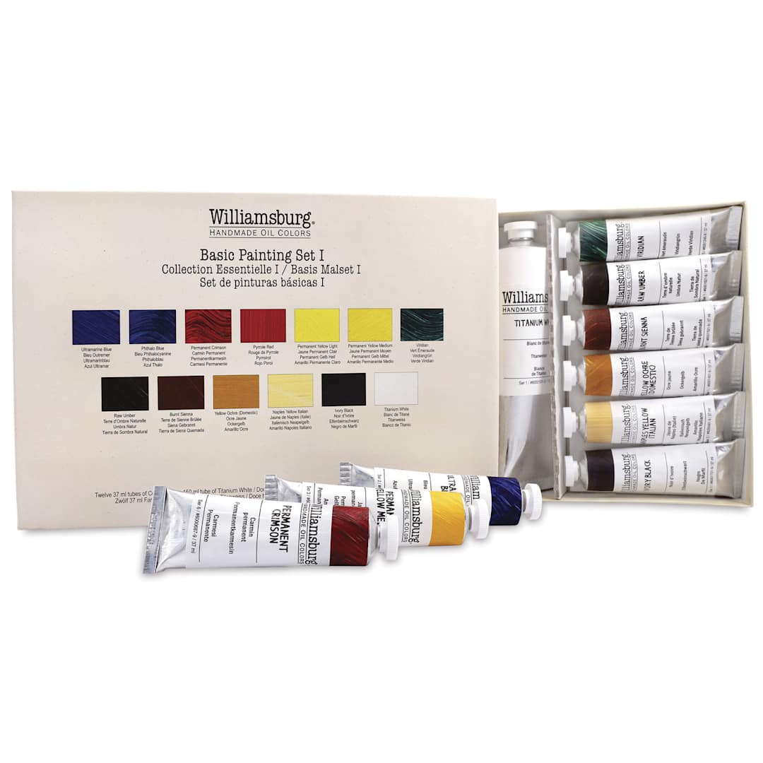 Open in modal - Williamsburg Handmade Oil Paints - Basic Painting Set, Set of 13 colors, 37 ml tubes