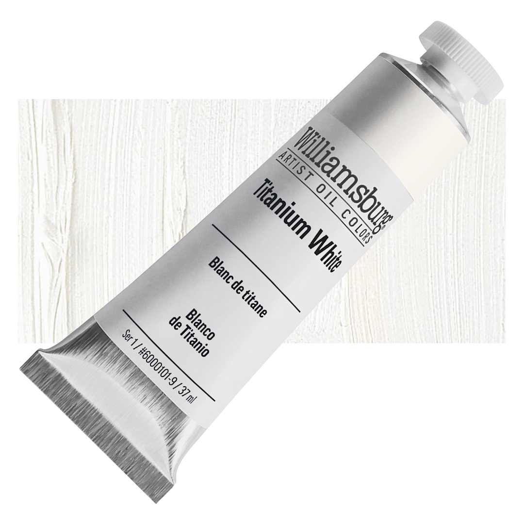 Open in modal - Williamsburg Handmade Oil Paint - Titanium White, 37 ml tube and swatch