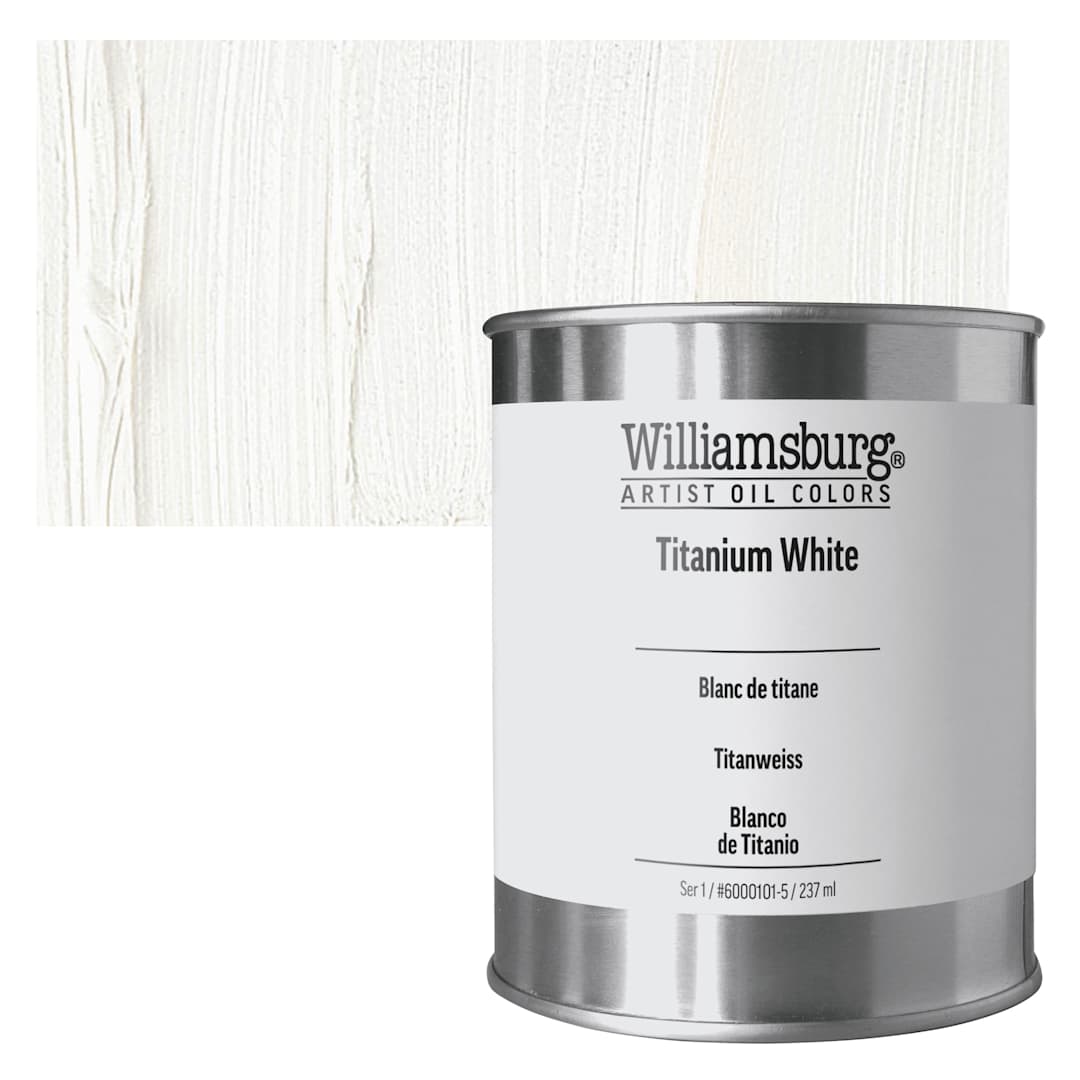 Open in modal - Williamsburg Handmade Oil Paint - Titanium White, 8 oz Can and swatch