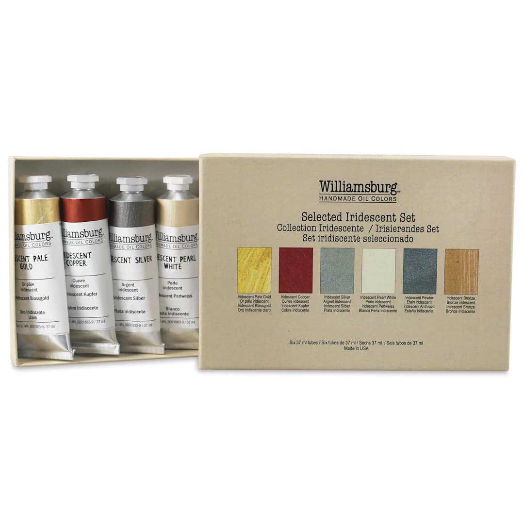 Open in modal - Williamsburg Handmade Oil Paints - Set of 6, Selected Iridescent, 40 ml, packaging opened