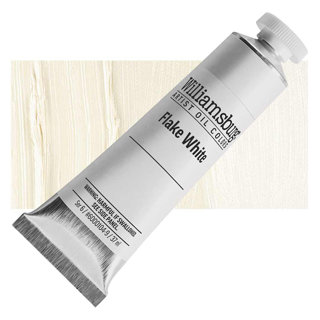 Open in modal - Williamsburg Handmade Oil Paint - Flake White, 37 ml tube and swatch