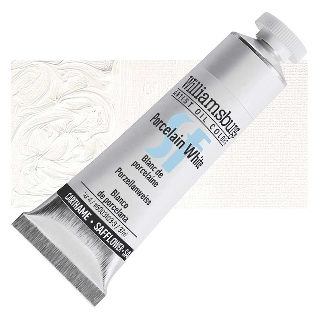 Open in modal - Williamsburg Handmade Safflower Oil Color - Porcelain White, 37 ml tube and swatch