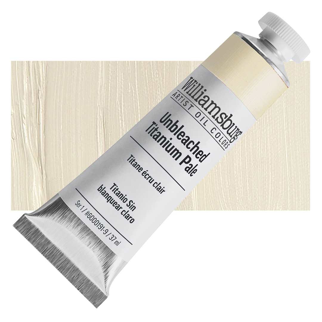 Open in modal - Williamsburg Handmade Oil Paint - Unbleached Titanium Pale, 37 ml tube and swatch