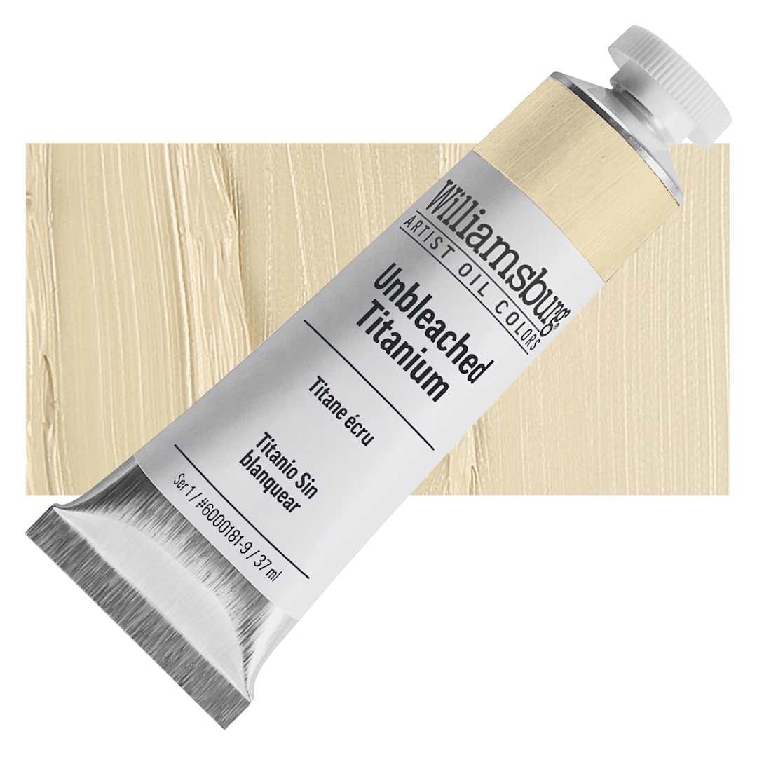 Open in modal - Williamsburg Handmade Oil Paint - Unbleached Titanium, 37 ml tube and swatch