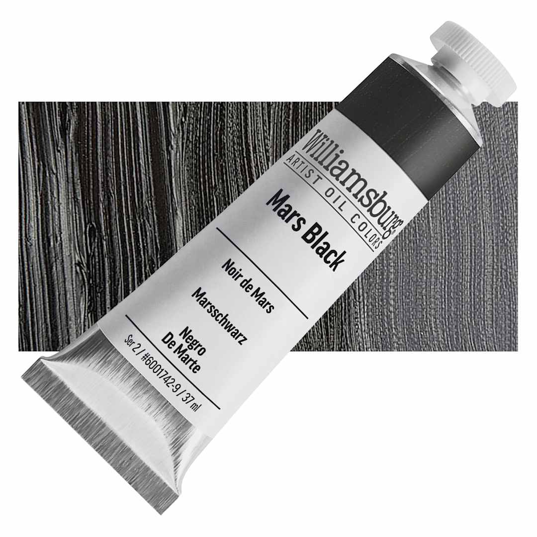 Open in modal - Williamsburg Handmade Oil Paint - Mars Black, 37 ml tube and swatch