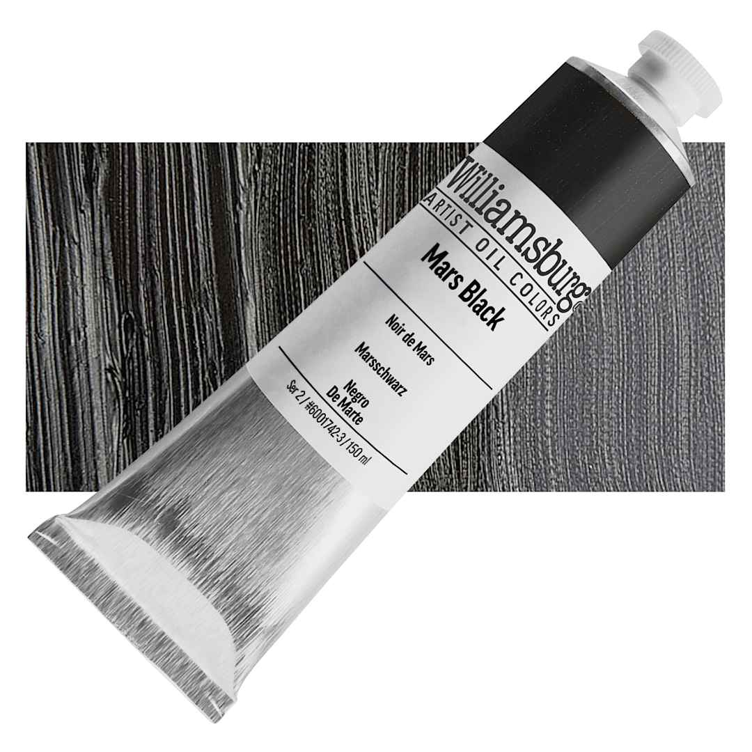 Open in modal - Williamsburg Handmade Oil Paint - Mars Black, 150 ml tube and swatch