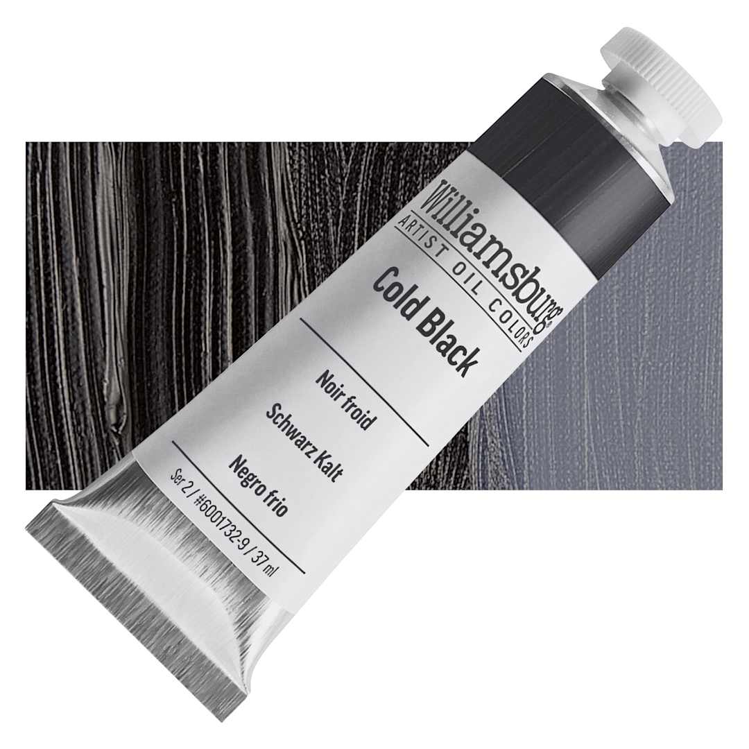 Open in modal - Williamsburg Handmade Oil Paint - Cold Black, 37 ml tube and swatch