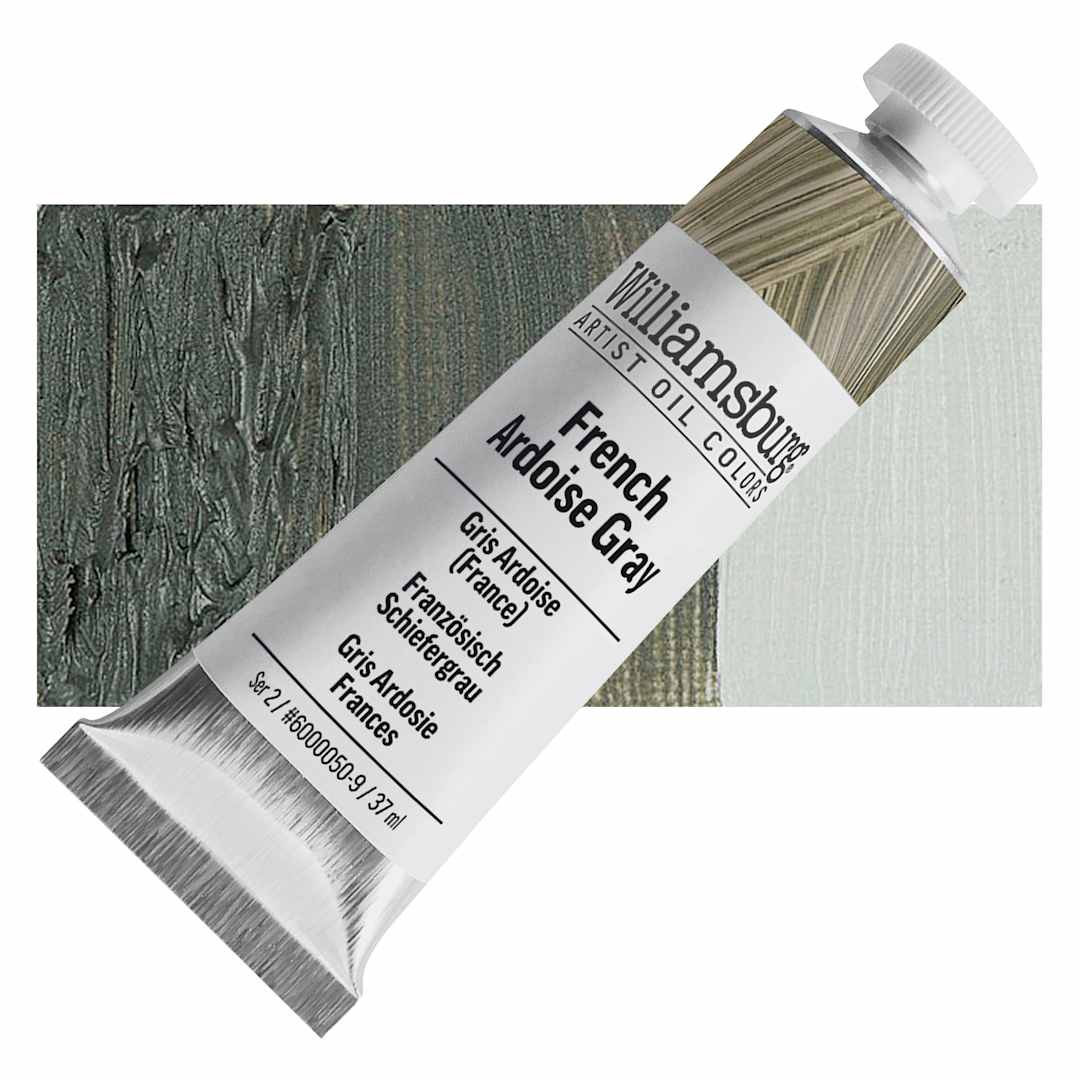 Open in modal - Williamsburg Handmade Oil Paint - French Ardiose Grey, 37 ml tube and swatch