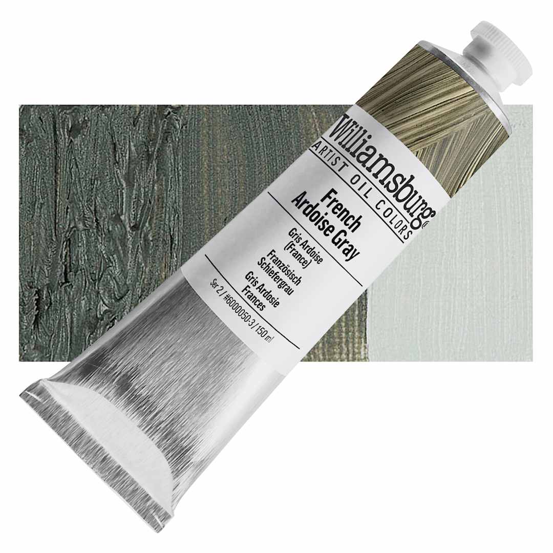 Open in modal - Williamsburg Handmade Oil Paint - French Ardiose Grey, 150 ml tube and swatch