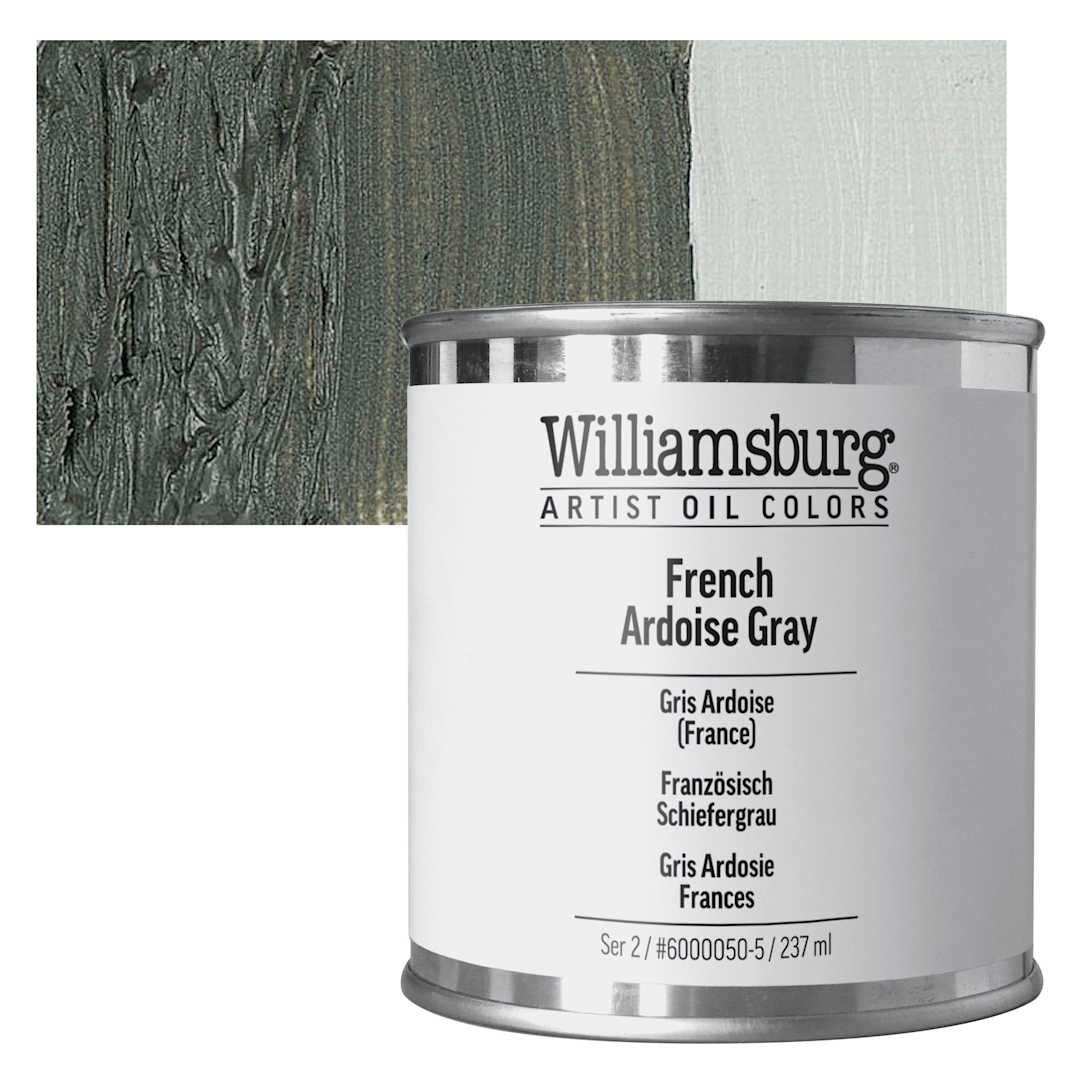 Open in modal - Williamsburg Handmade Oil Paint - French Ardiose Grey, 8 oz Can and swatch