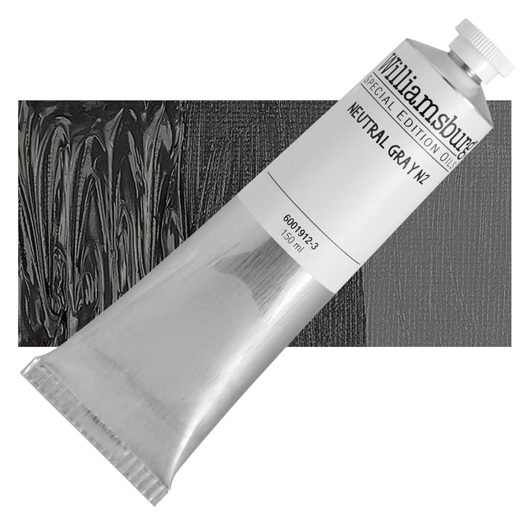 Open in modal - Williamsburg Handmade Oil Paint - Neutral Gray N2, 150 ml tube and swatch