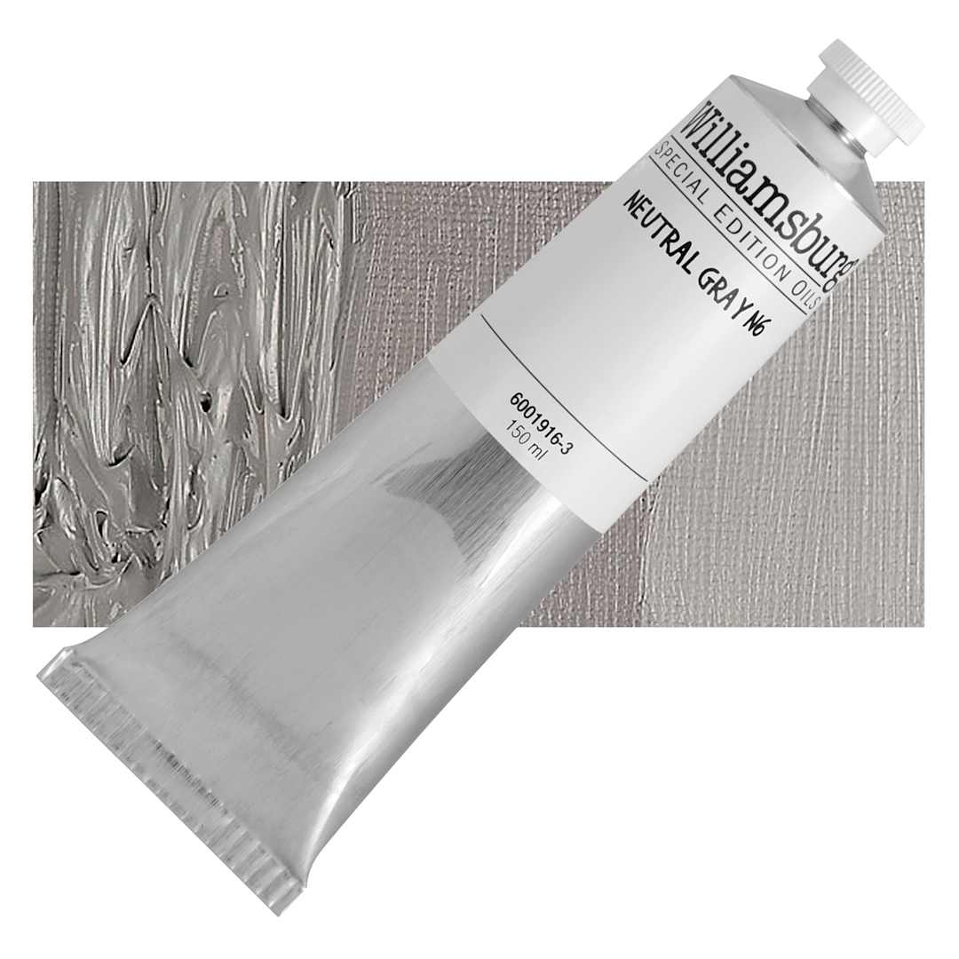 Open in modal - Williamsburg Handmade Oil Paint - Neutral Gray N6, 150 ml tube and swatch