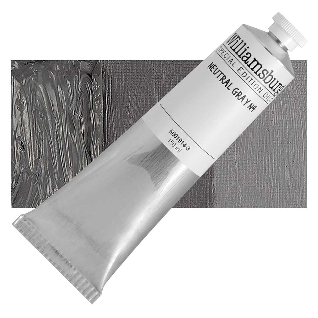 Open in modal - Williamsburg Handmade Oil Paint - Neutral Gray N4, 150 ml tube and swatch