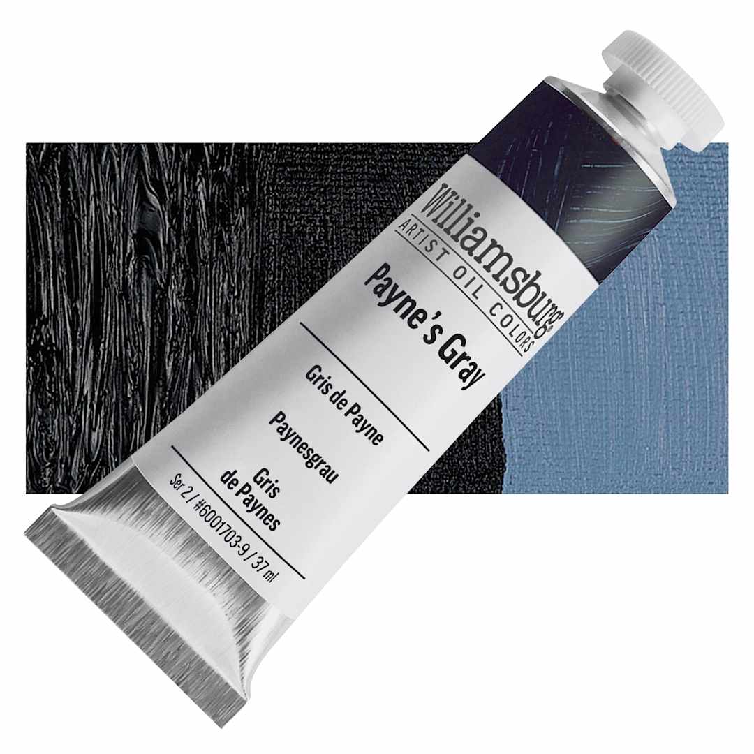 Open in modal - Williamsburg Handmade Oil Paint - Payne's Gray, 37 ml tube and swatch