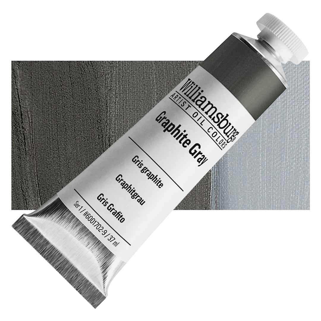 Open in modal - Williamsburg Handmade Oil Paint - Graphite Gray, 37 ml tube and swatch