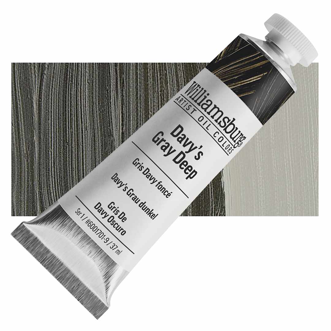 Open in modal - Williamsburg Handmade Oil Paint - Davy's Gray Deep, 37 ml tube and swatch