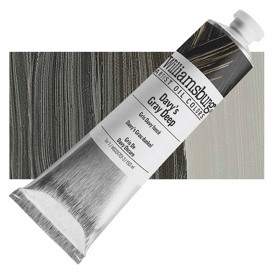 Open in modal - Williamsburg Handmade Oil Paint - Davy's Gray Deep, 150 ml tube and swatch