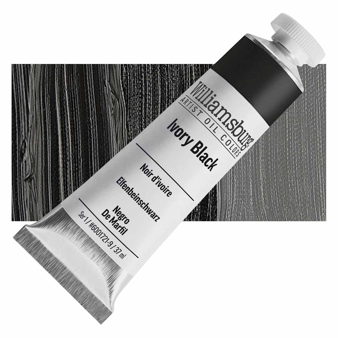 Open in modal - Williamsburg Handmade Oil Paint - Ivory Black, 37 ml tube and swatch