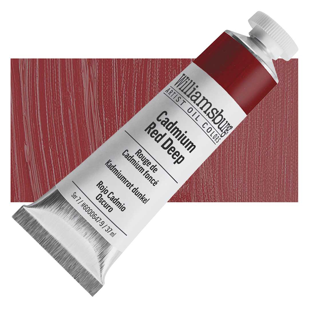 Open in modal - Williamsburg Handmade Oil Paint - Cadmium Red Deep, 37 ml tube and swatch