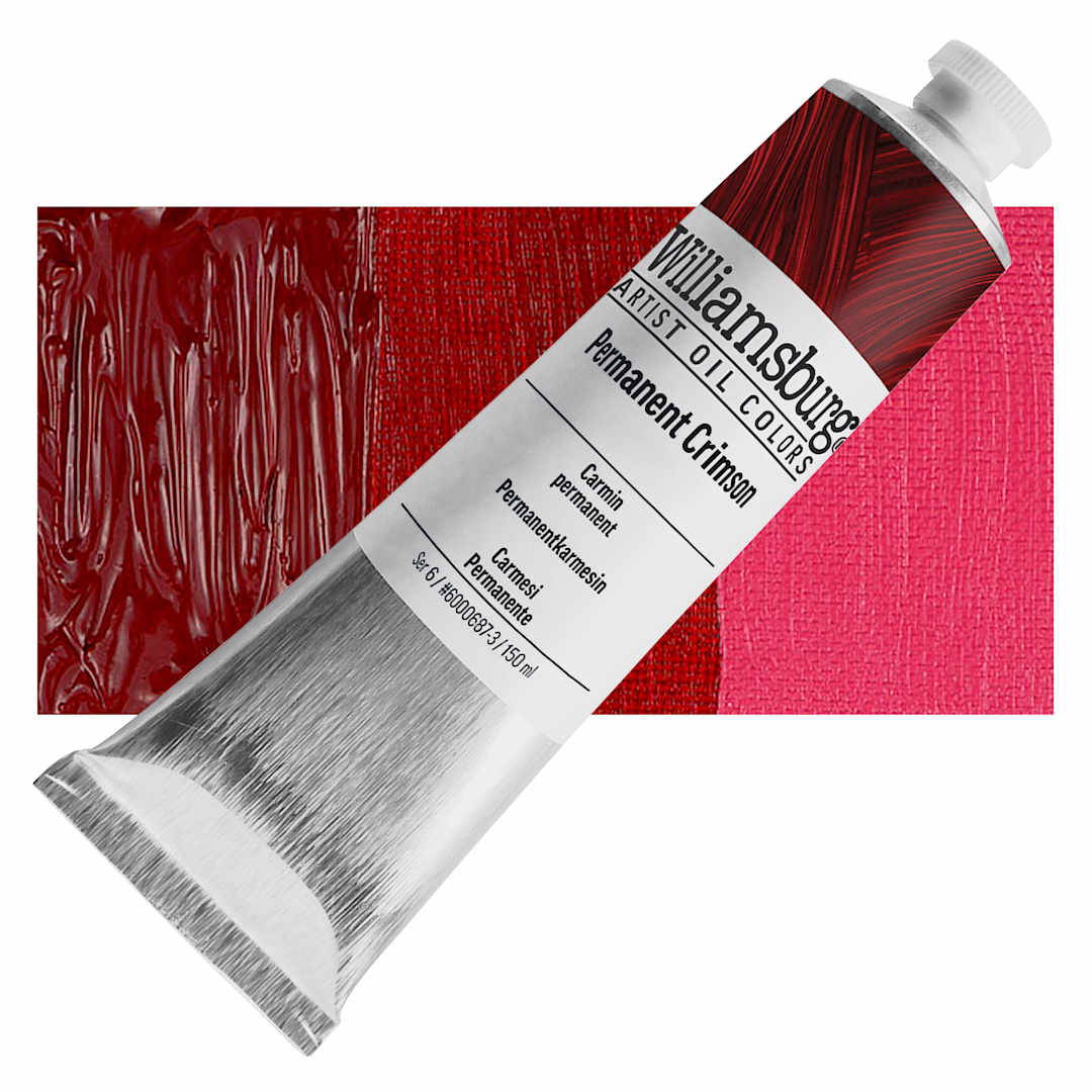 Open in modal - Williamsburg Handmade Oil Paint - Permanent Crimson, 150 ml tube and swatch
