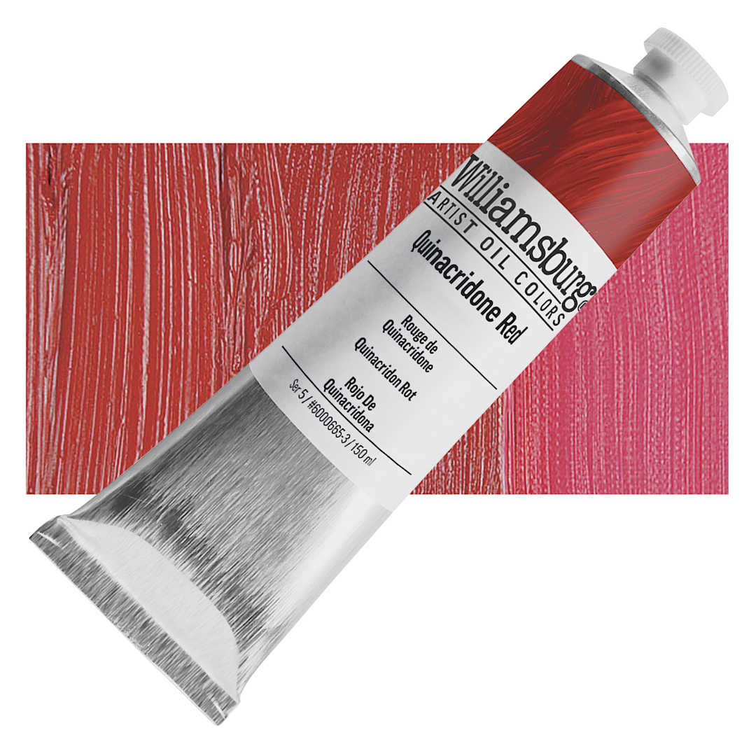 Open in modal - Williamsburg Handmade Oil Paint - Quinacridone Red, 150 ml tube and swatch